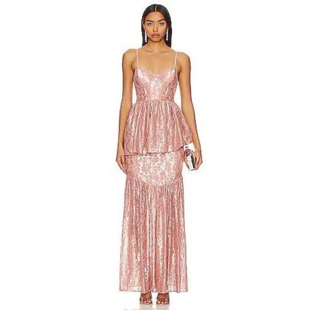 NWT For Love & Lemons x Revolve Shai Maxi Gown in Pink Size Small